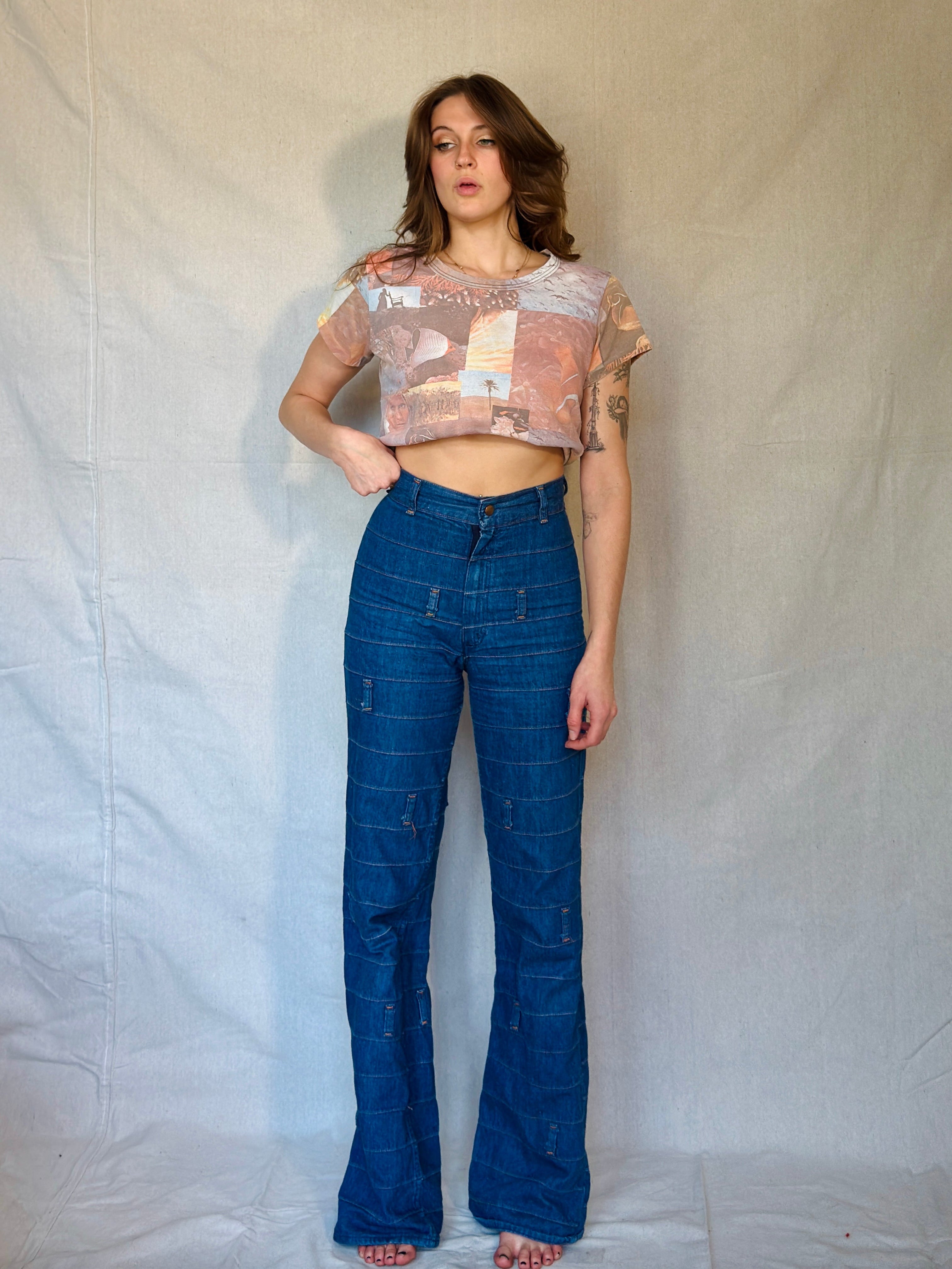 70s Faded Screenprint Collage Graphic Tee