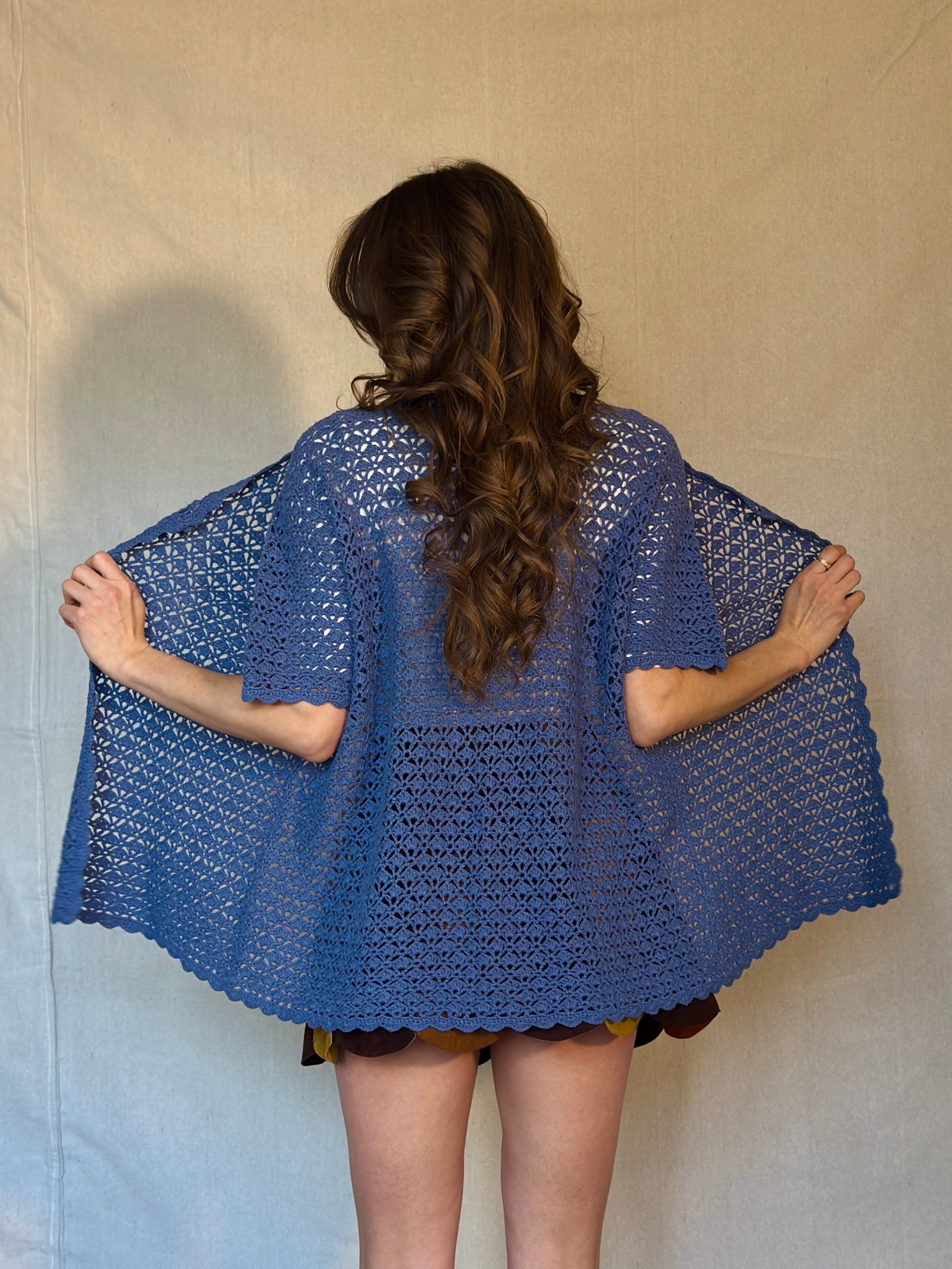 90s Blue Open Knit Cardigan