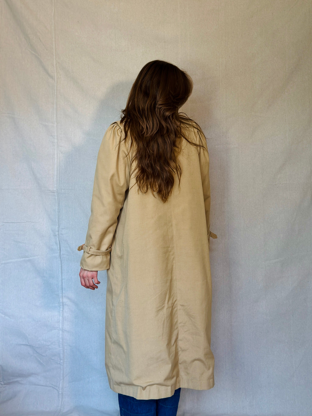 70s Tan Faux Shearling Trench Coat