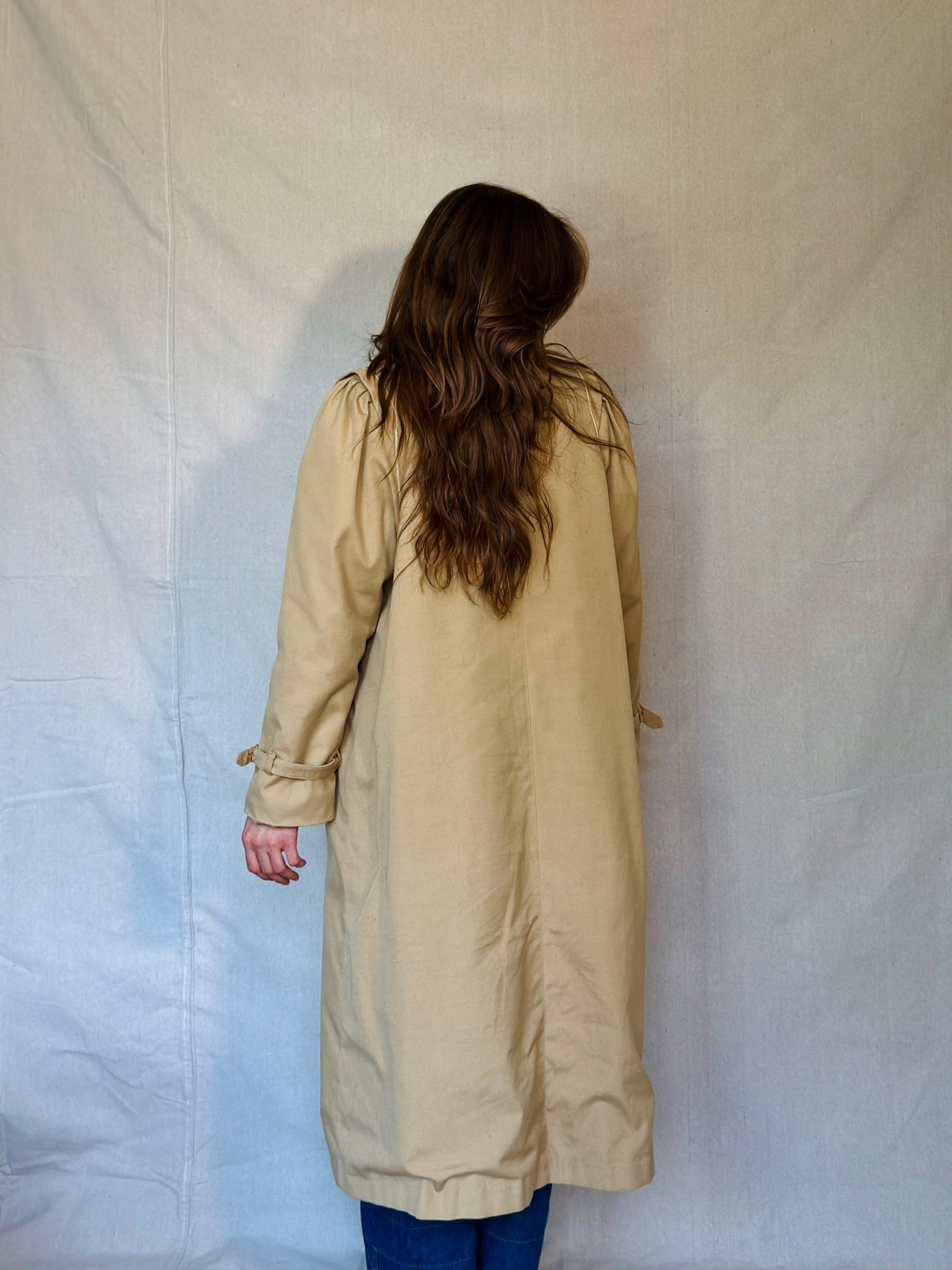 70s Tan Faux Shearling Trench Coat