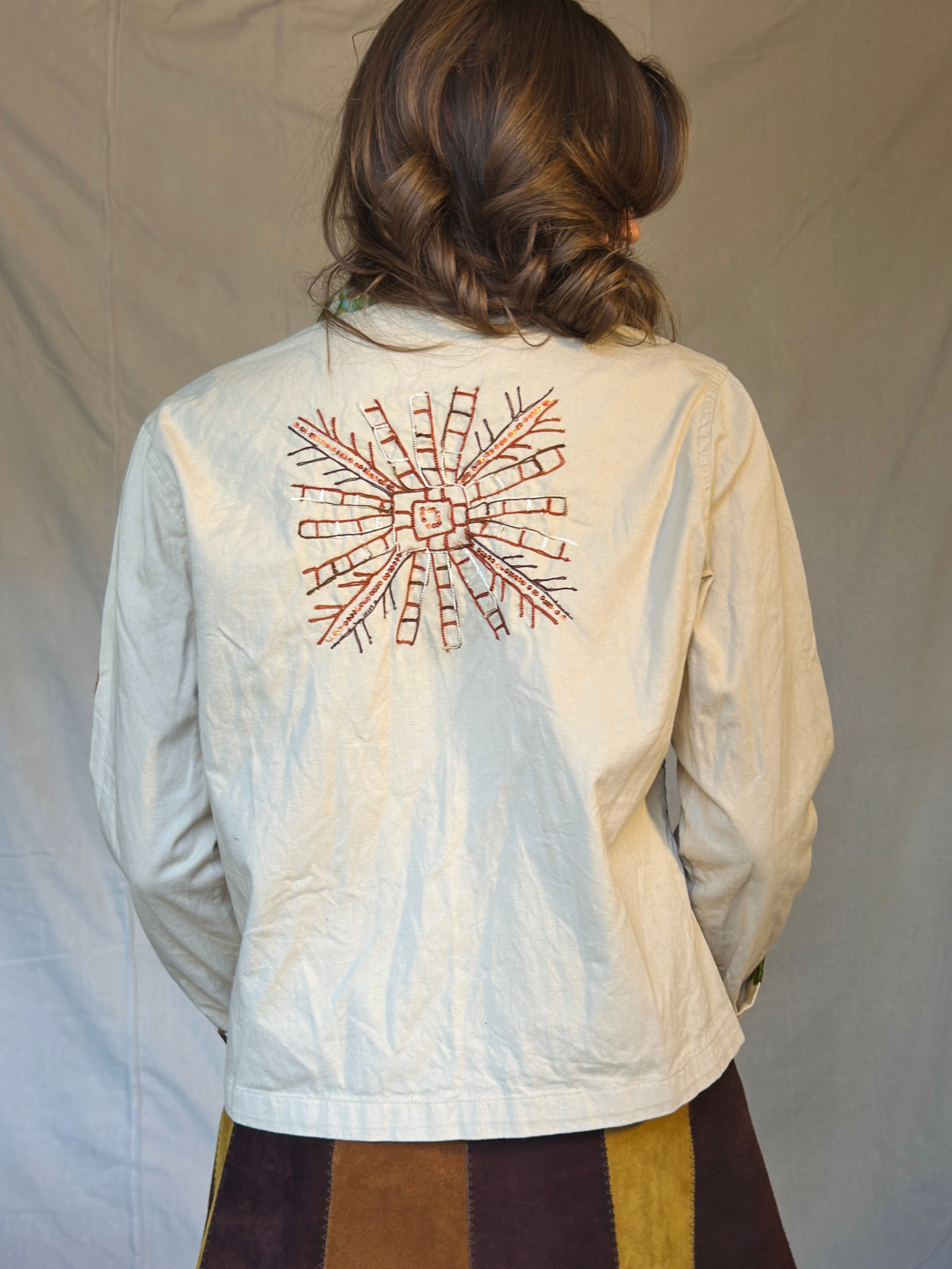 90s Light Brown Embroidered Jacket