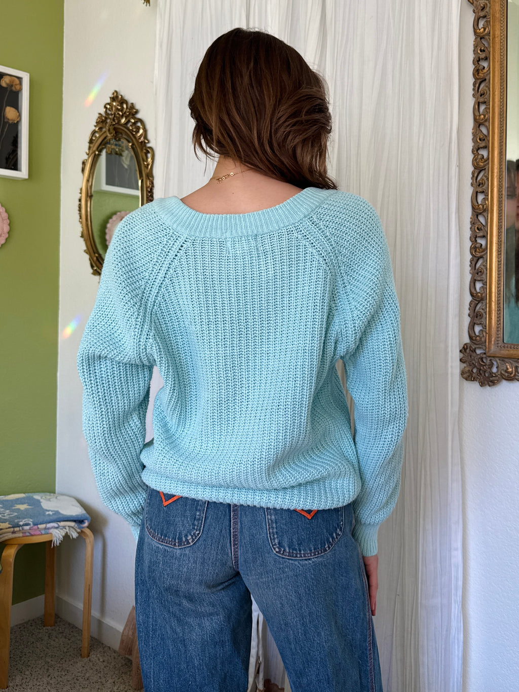 80s Cotton Candy Blue Knit Sweater