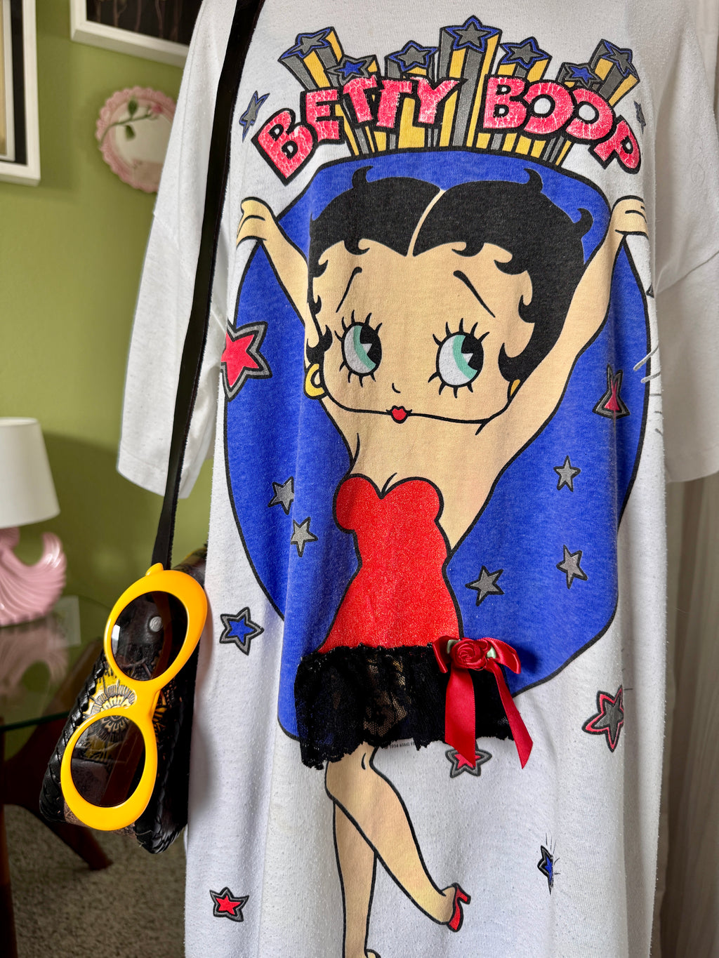 90s Betty Boop Stars & Garter T-shirt Dress