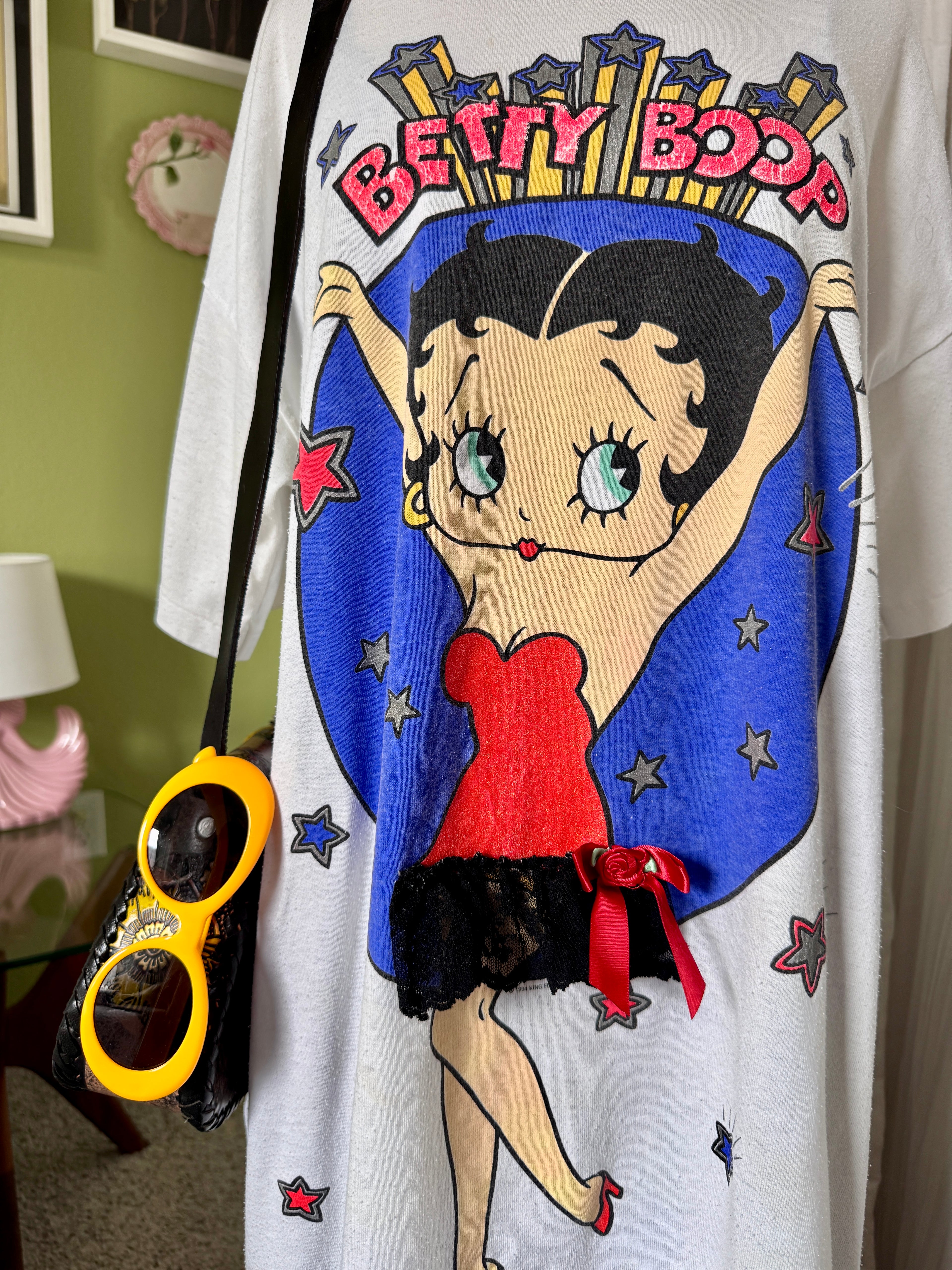 90s Betty Boop Stars & Garter T-shirt Dress