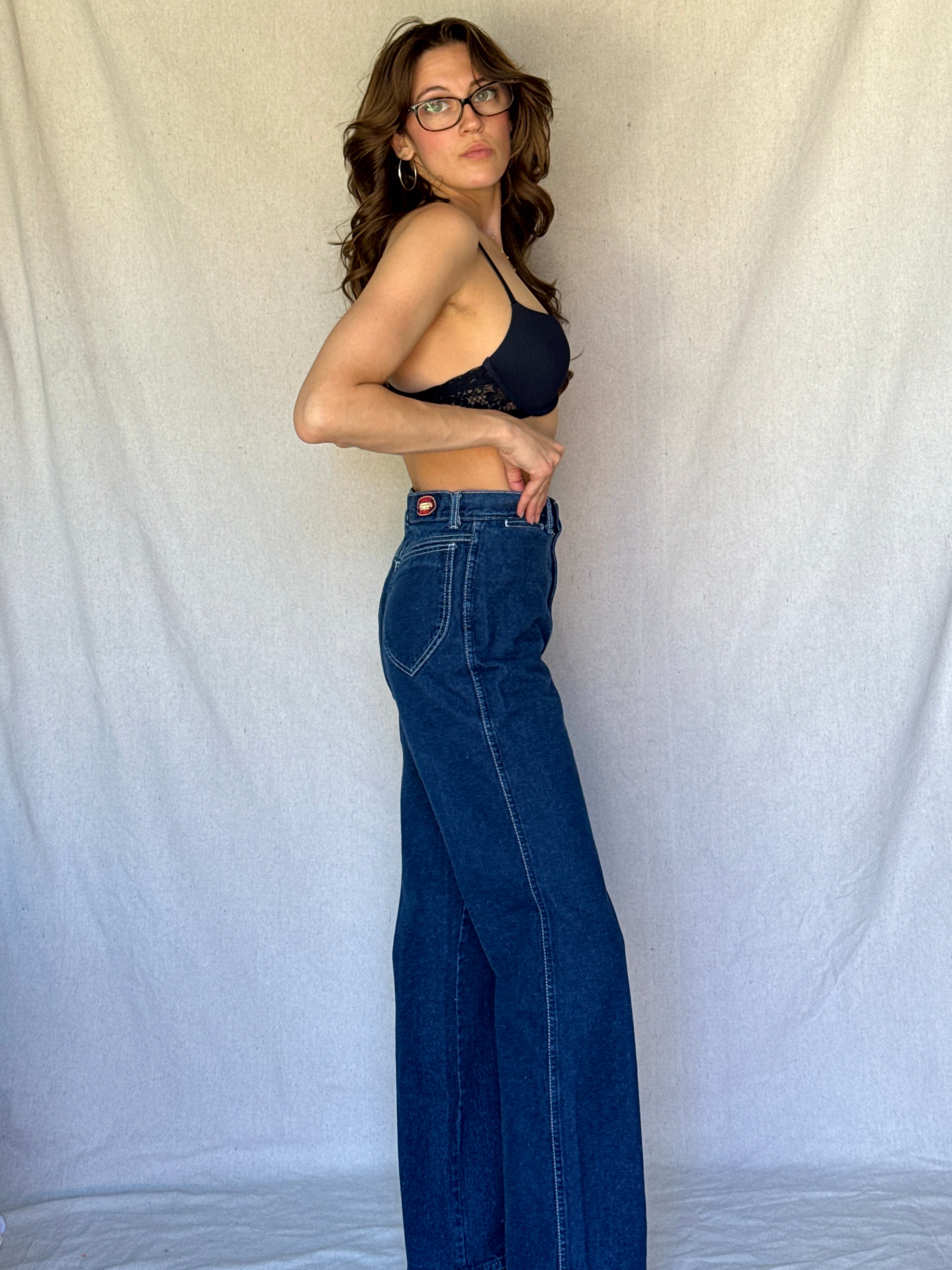 80s Dark Wash High Waisted Brittania Jeans