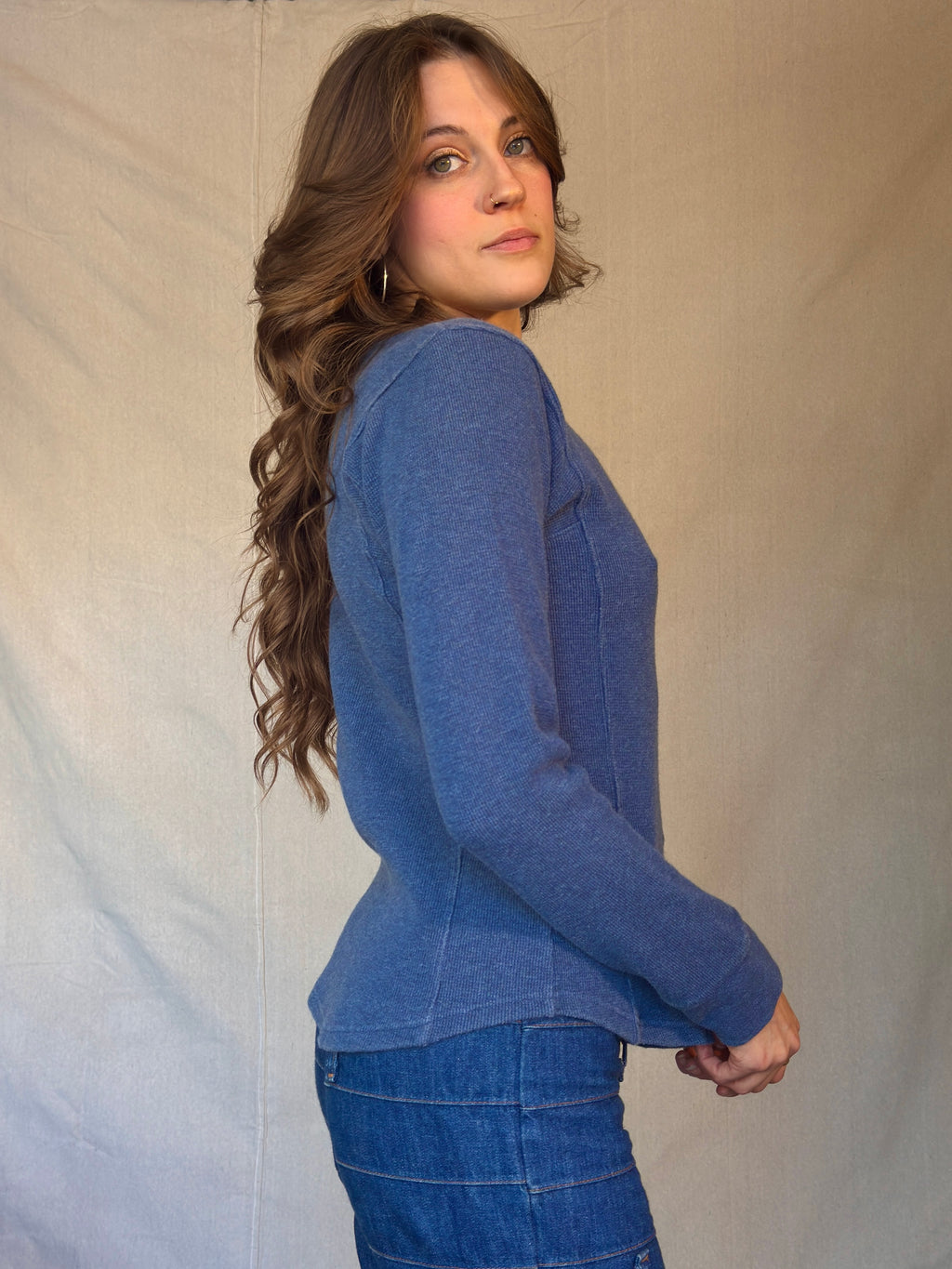 Y2K Tommy Hilfiger Blue Henley Tee