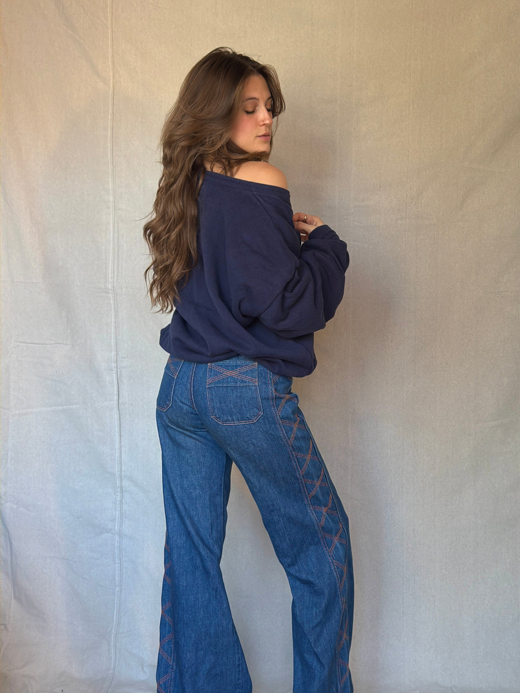 90s Navy Blue Cotton Sweater
