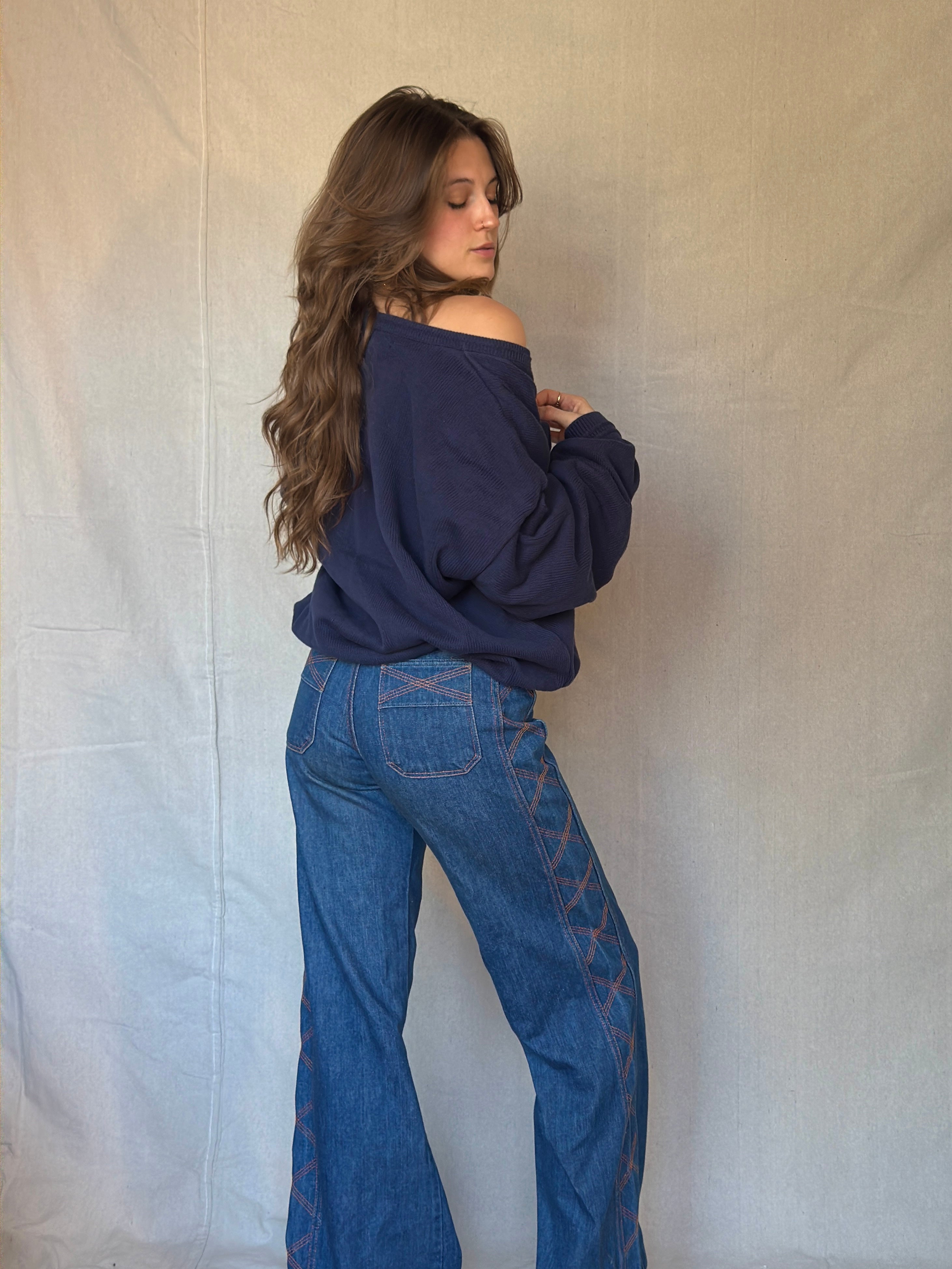 90s Navy Blue Cotton Sweater