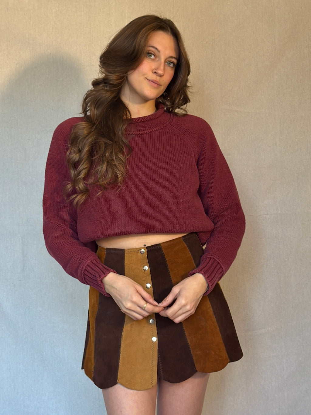 Boxy Burgundy LL Bean Cotton Sweater
