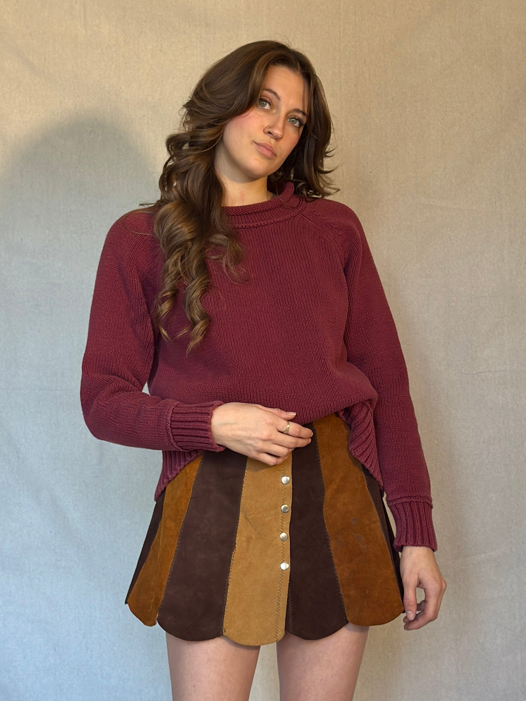 Boxy Burgundy LL Bean Cotton Sweater