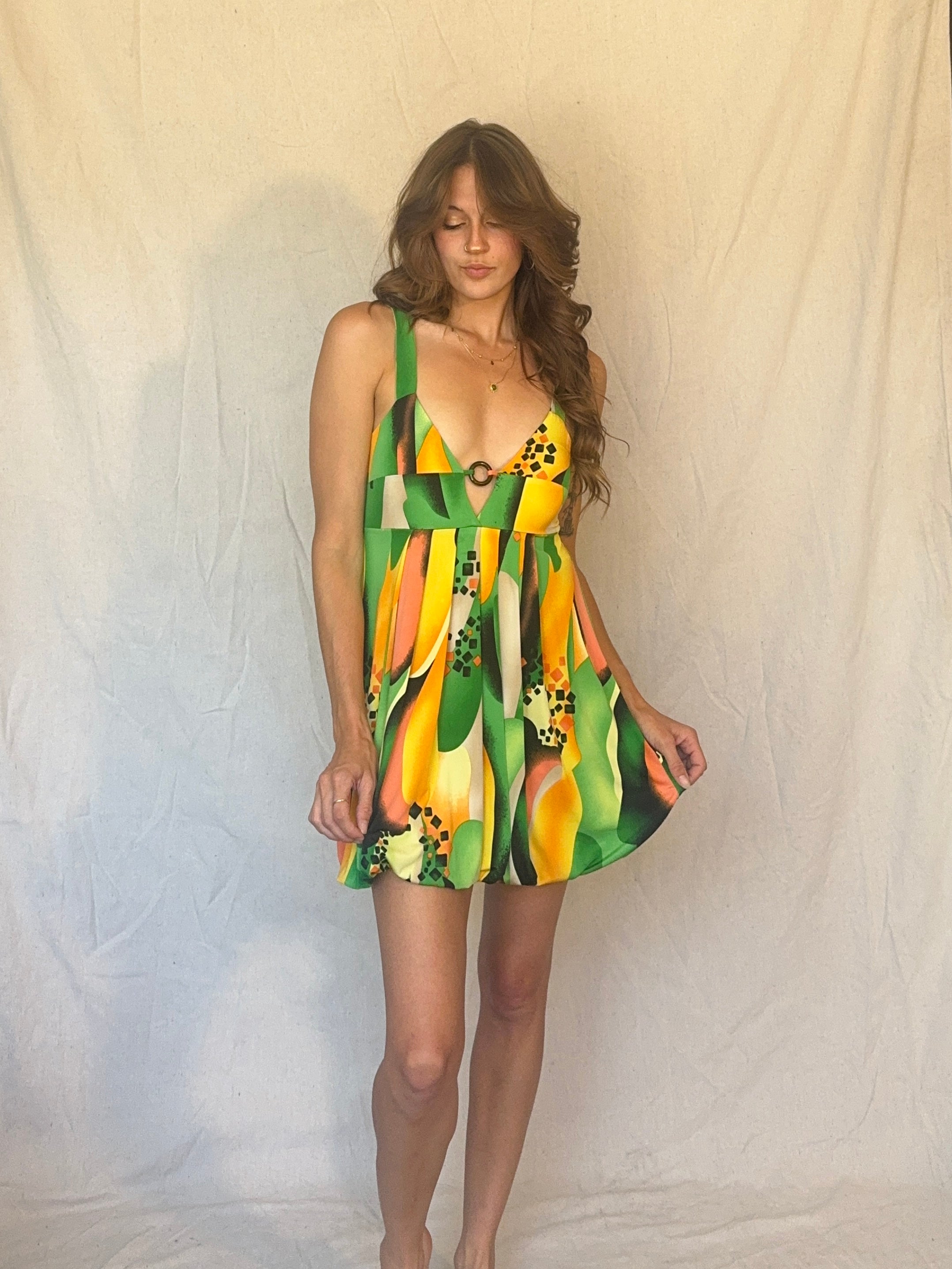 Y2K Green Mini Bubble Club Dress