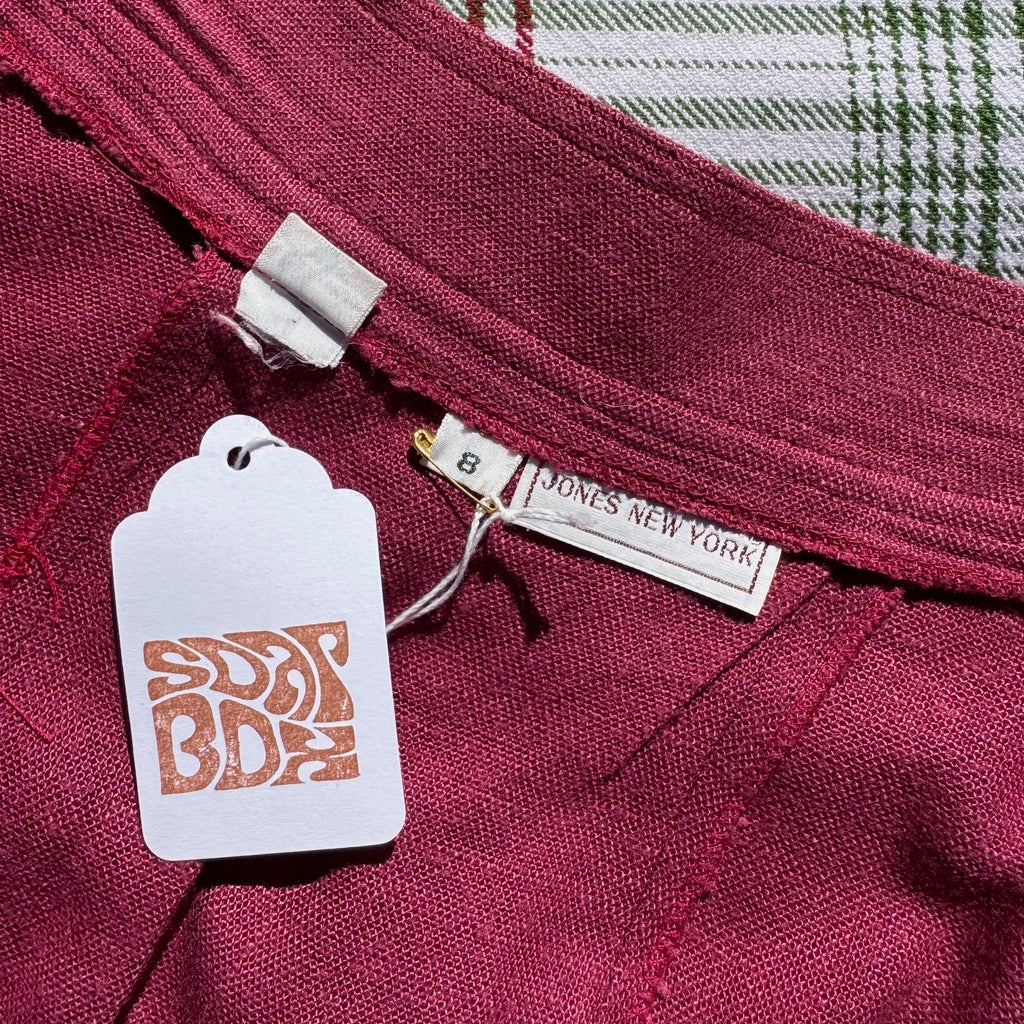 70s Burgundy Pleated Midi Skirt