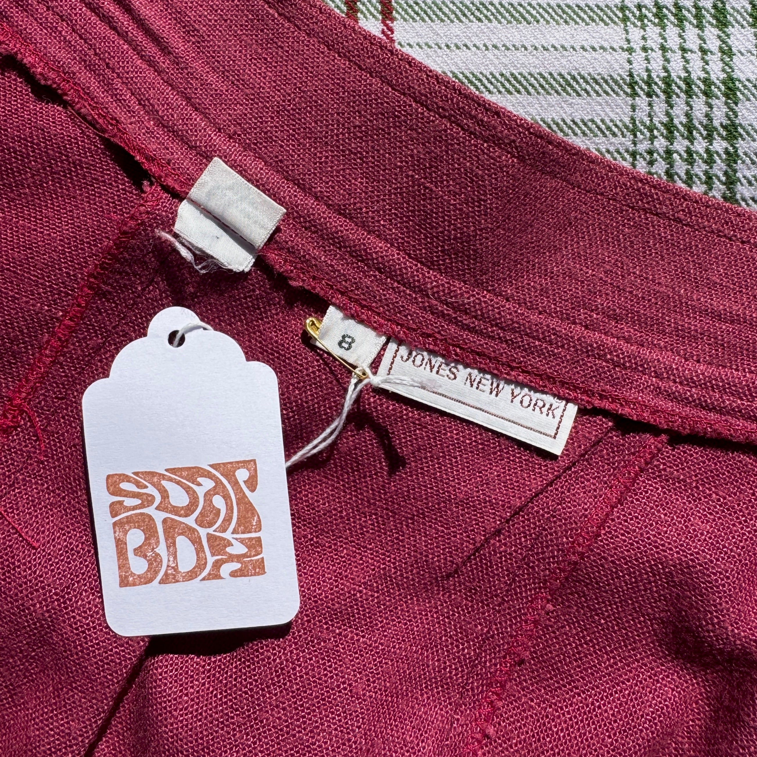 70s Burgundy Pleated Midi Skirt