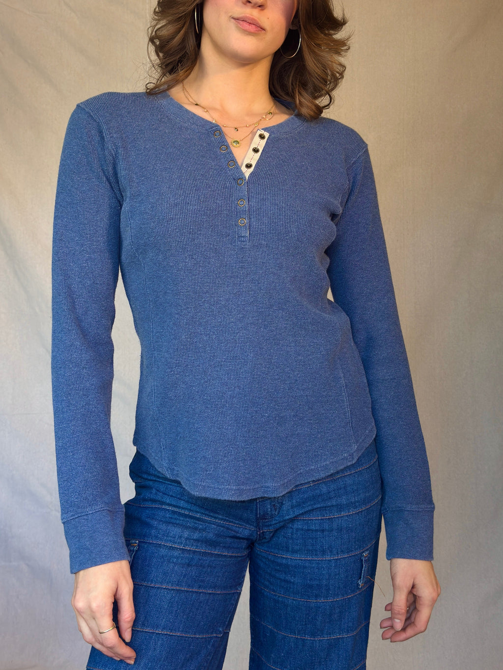 Y2K Tommy Hilfiger Blue Henley Tee