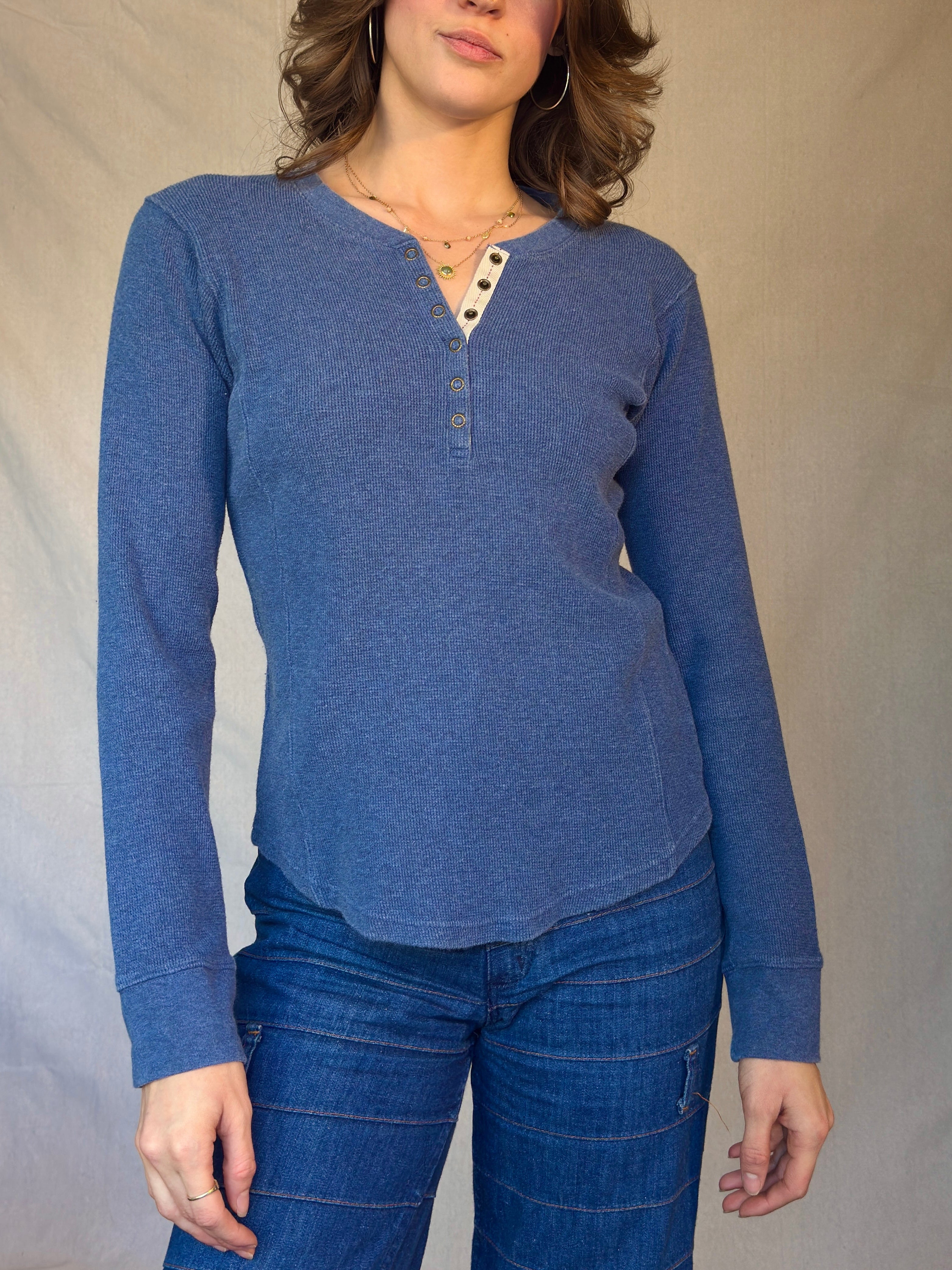 Y2K Tommy Hilfiger Blue Henley Tee