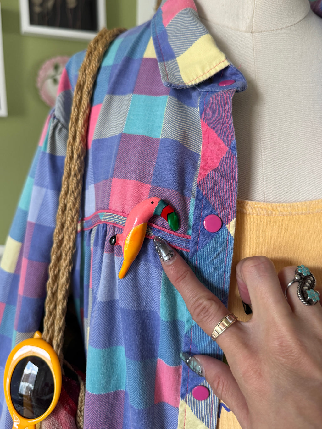 Vintage Pink Toucan Brooch Pin