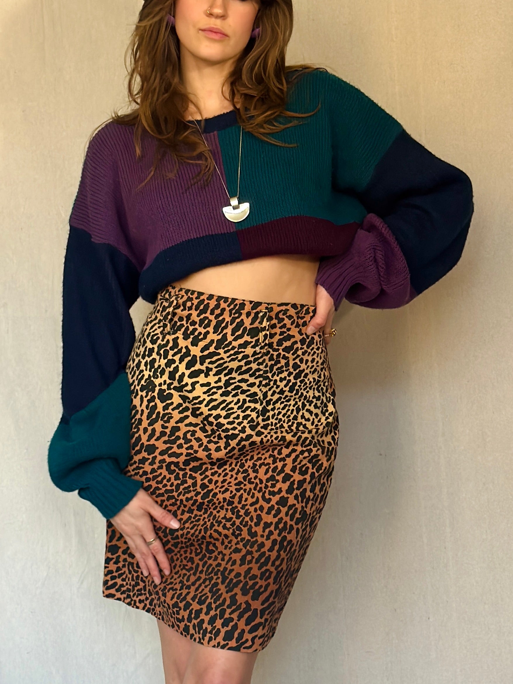 80s High Waisted Cheetah Skirt