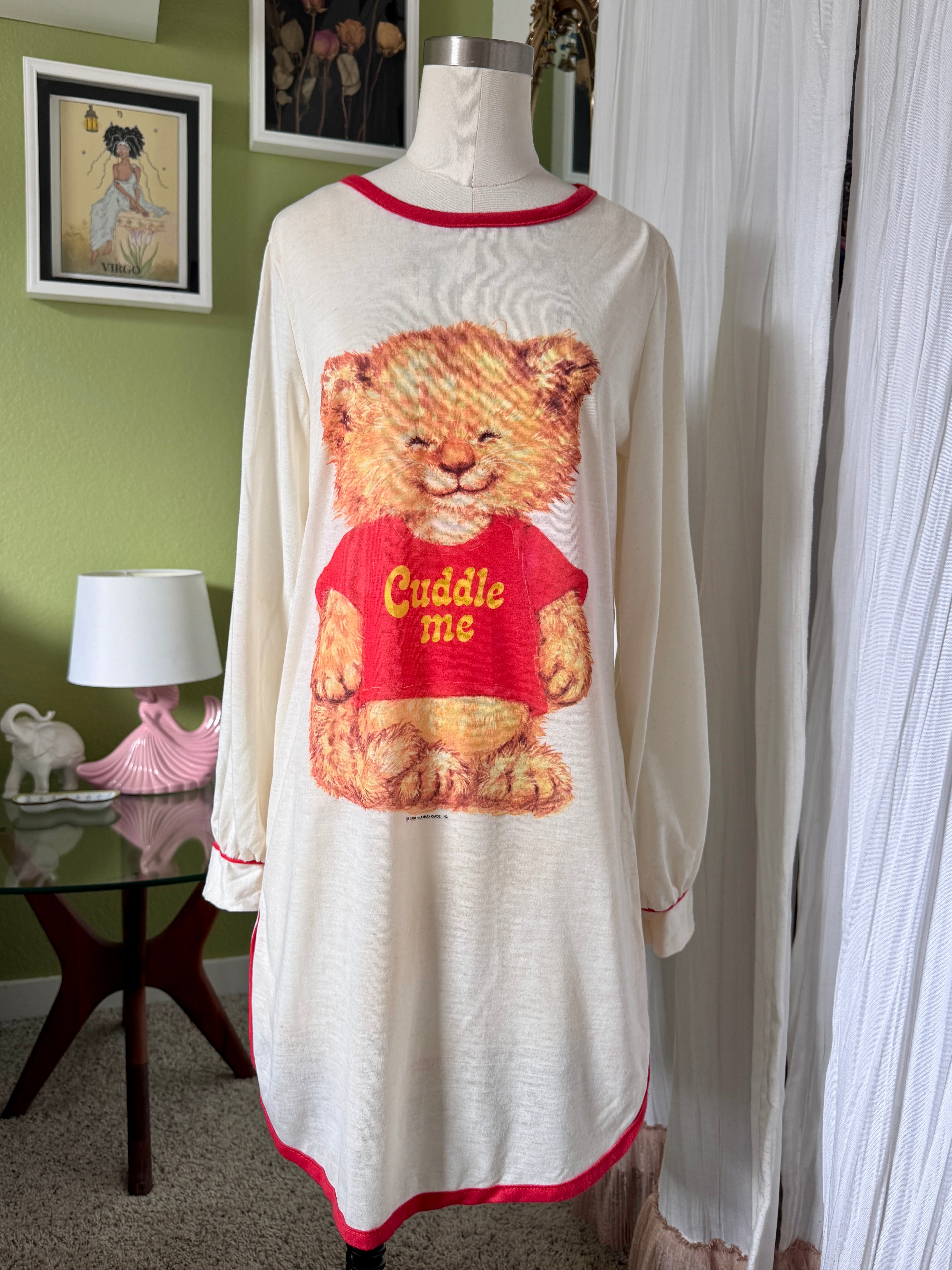 80s Soft Cuddle Me Teddy Bear T-Shirt Dress