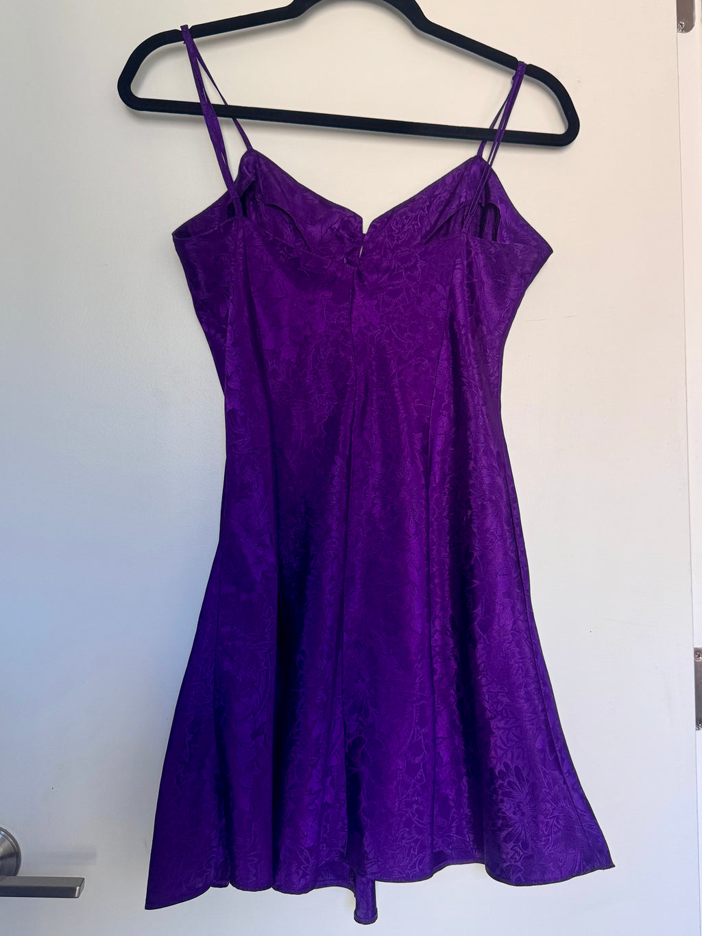 90s Purple Brocade Mini Slip Dress