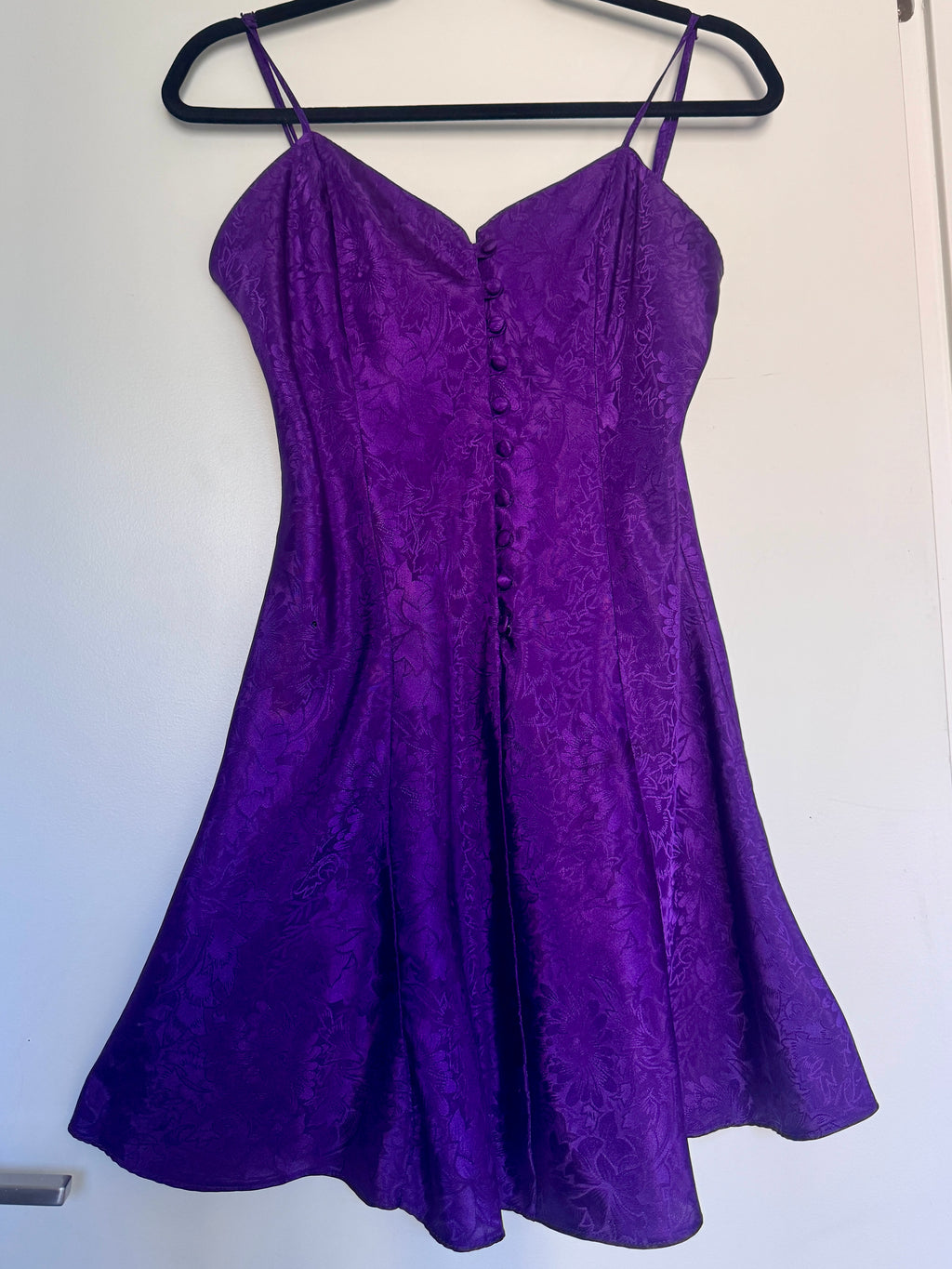 90s Purple Brocade Mini Slip Dress